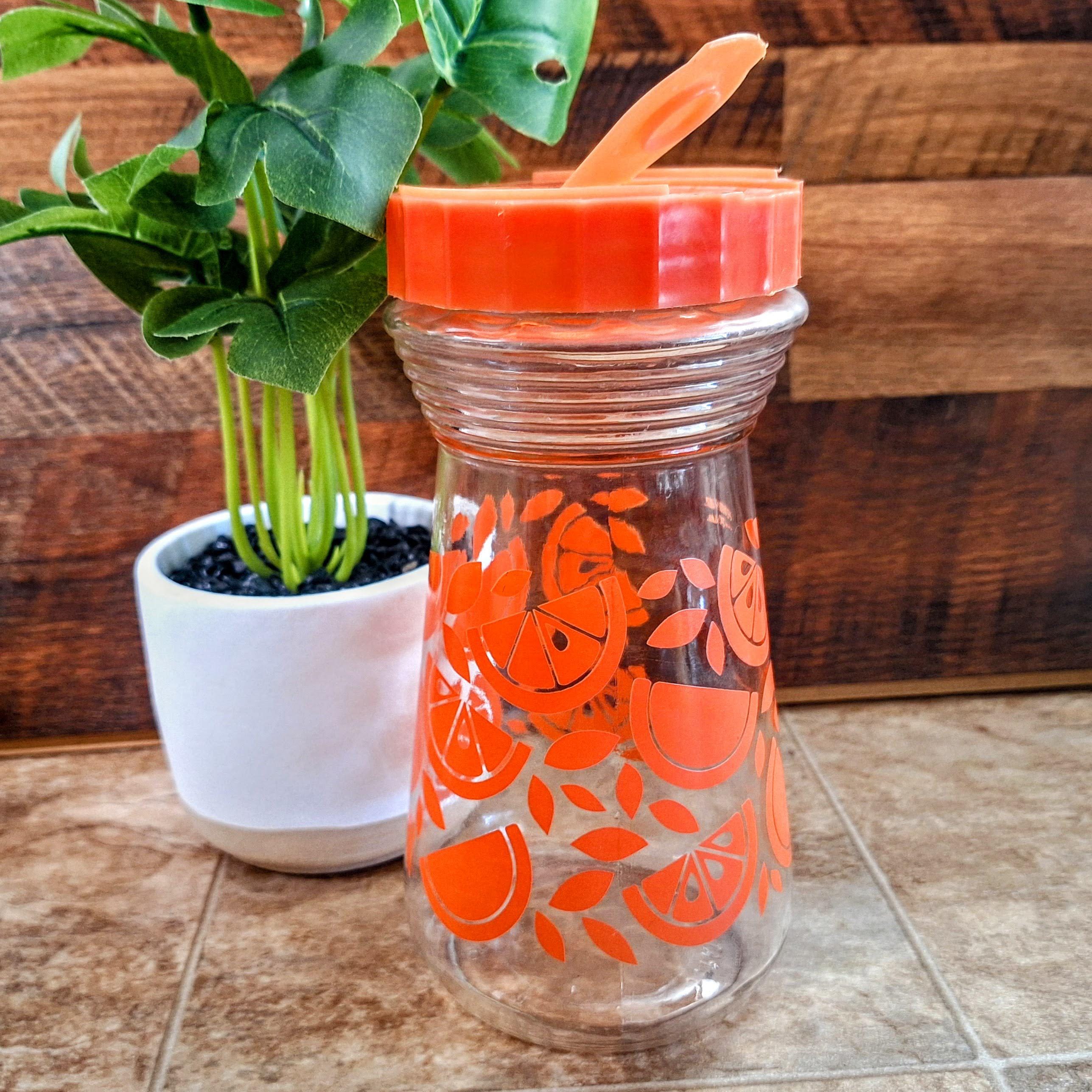 ヴィンテージ】 Anchor hocking オレンジ柄 瓶 USA キッチン調味料収納