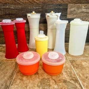 Vintage Tupperware Tableware: Condiment Servers, Oil & Vinegar Carafes
