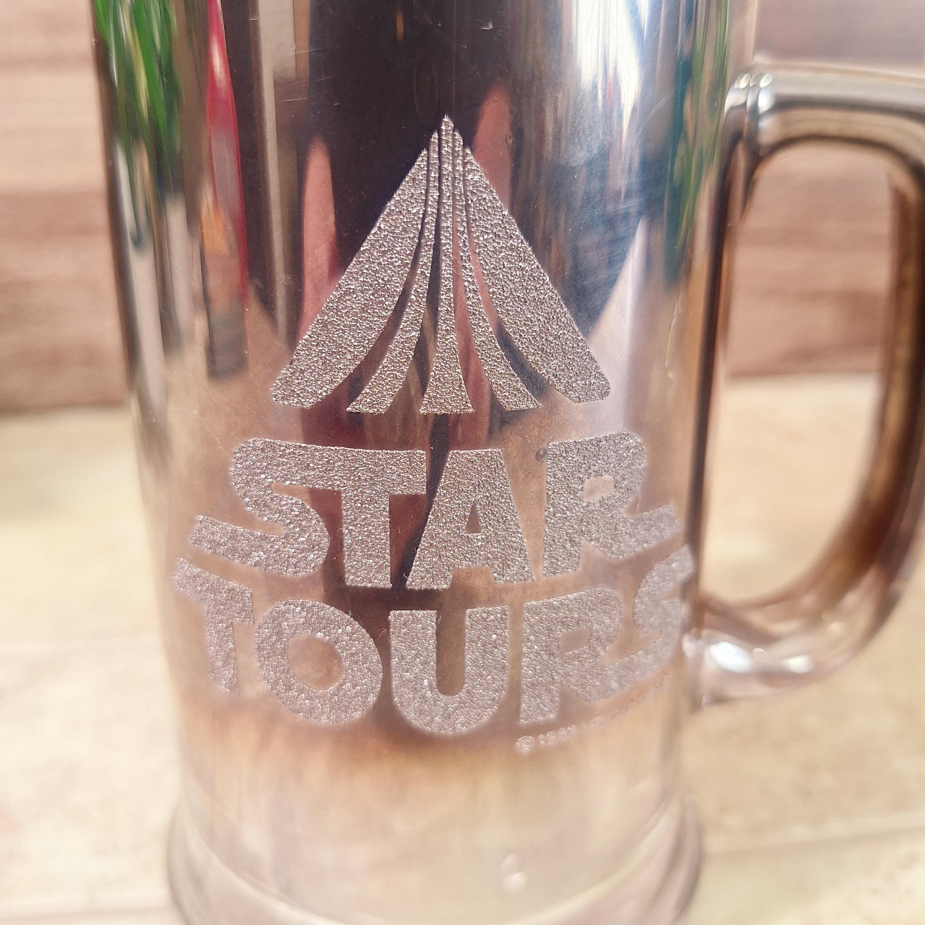 Vintage 1986 Star Tours Silver Ombré Glass Mug: Disneyland