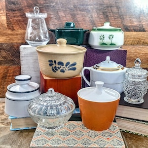 Take Your Pick of Vintage MCM Sugar Bowls, Salt Cellars, Candy Dishes, Butter Tubs, and Honey Jars | Choose Stoneware, Ceramic or Glass