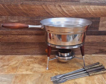 MCM Stainless Steel Fondue Kit: Vintage 1970s Extra Large 13-Piece Set