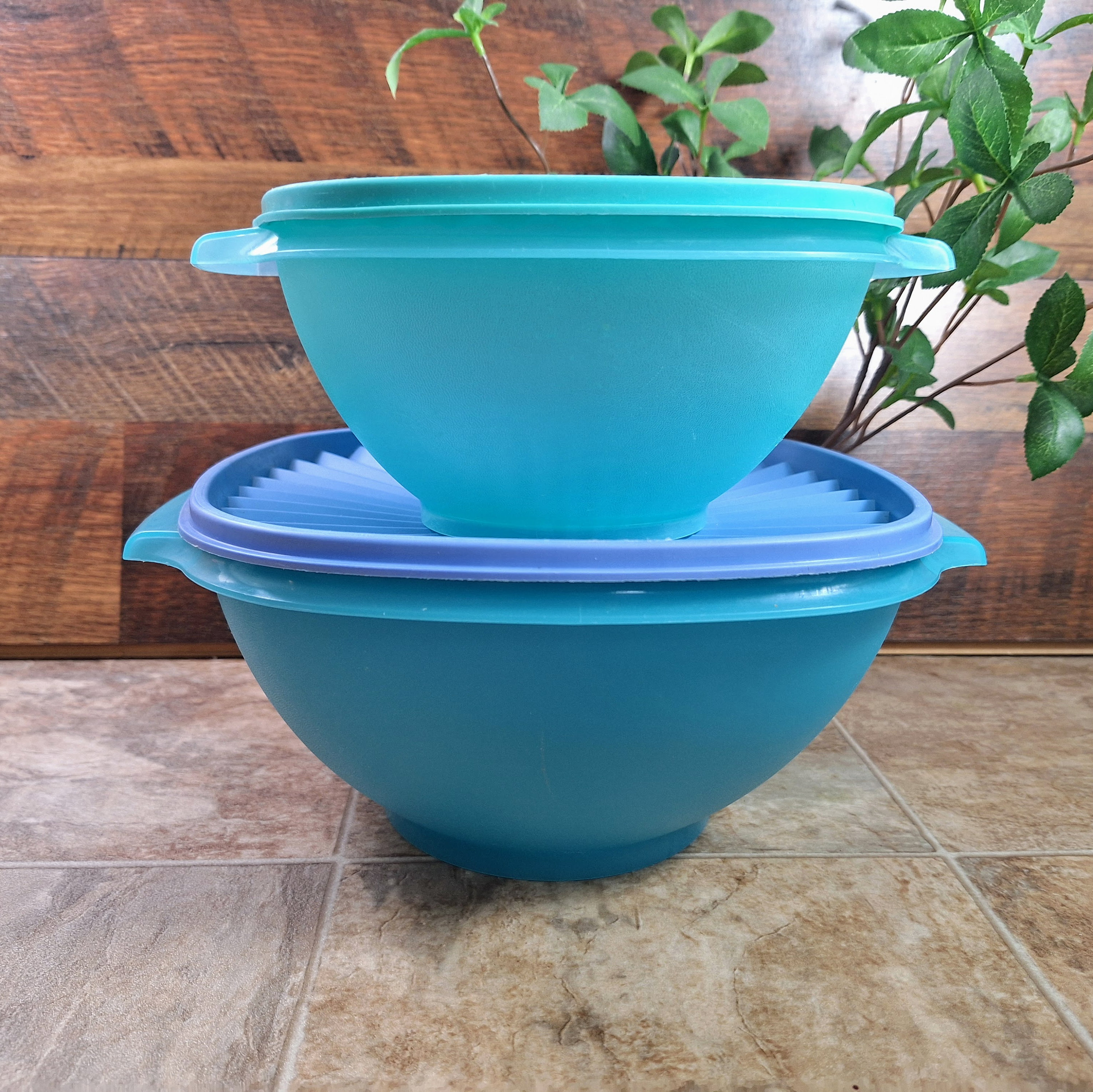 Vintage Tupperware Servalier Bowls: 1980s Jeweltone Azure Blue