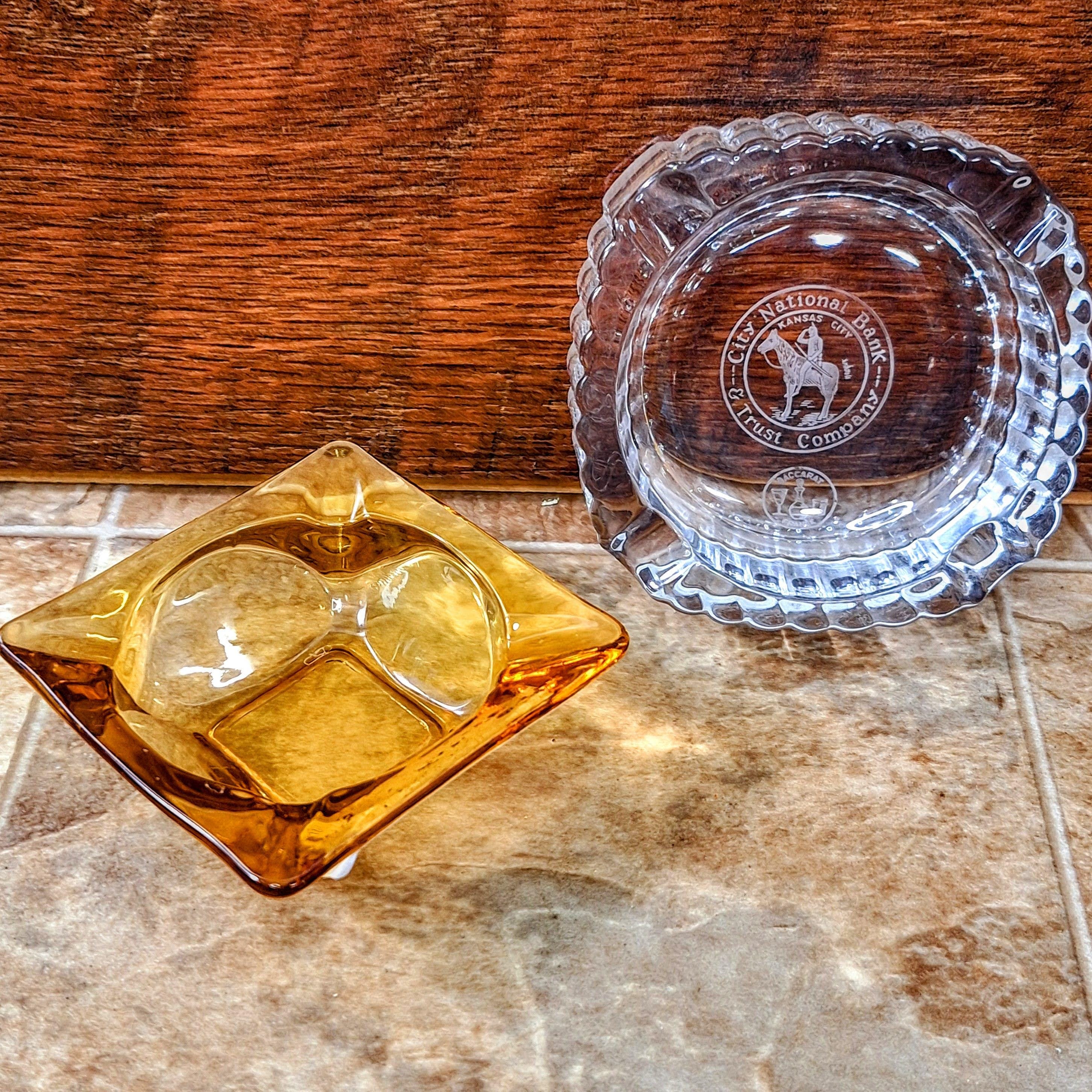 Vintage Art Glass Ashtray: 1970s Amber, Rose, Clear Crystal - Etsy