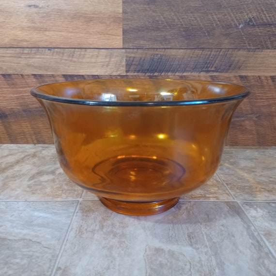 Vintage Amber Glass Serving Bowl Etsy