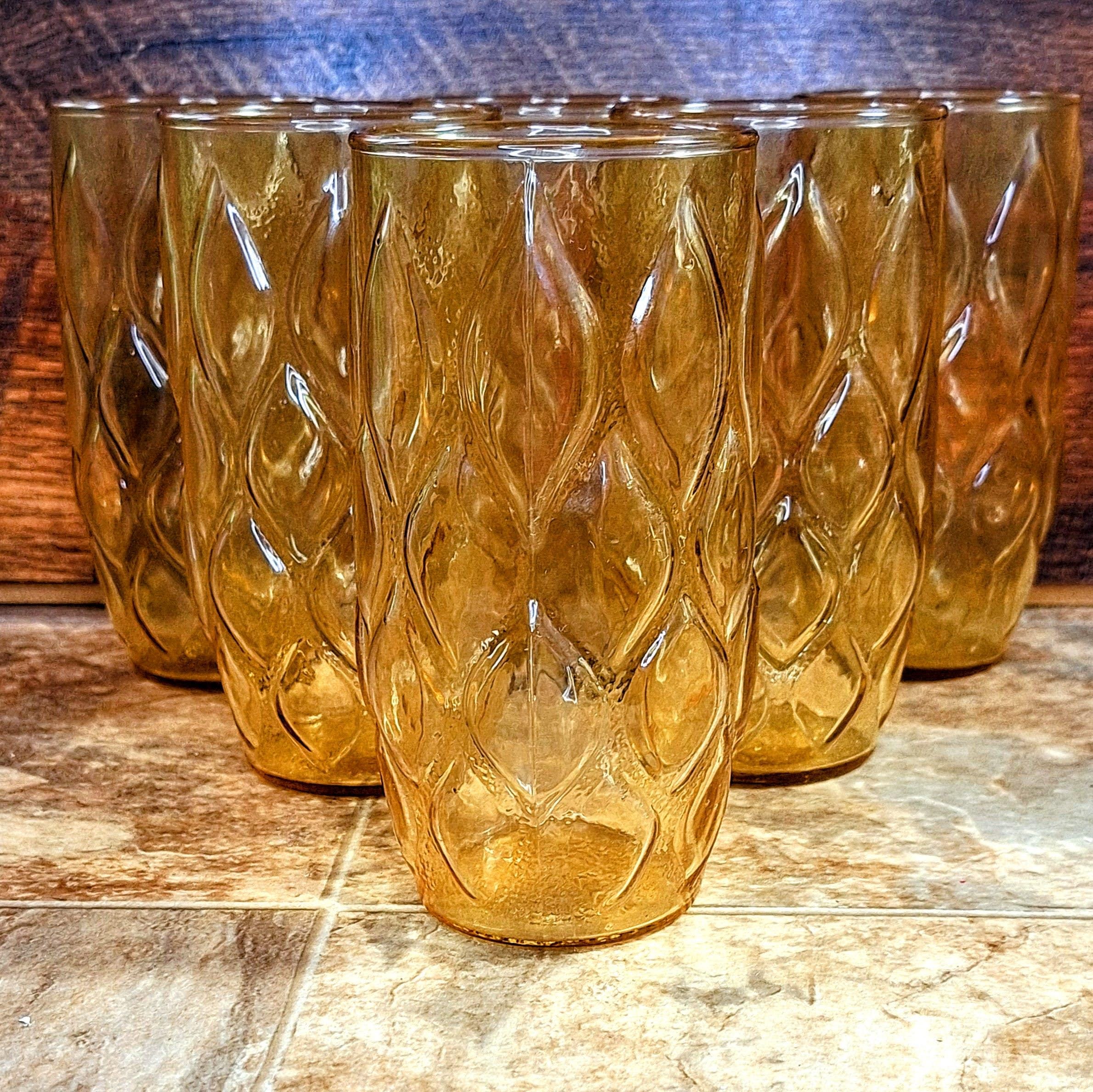 Vintage Anchor Hocking Madrid Amber Pitcher & Tumbler Set - Etsy