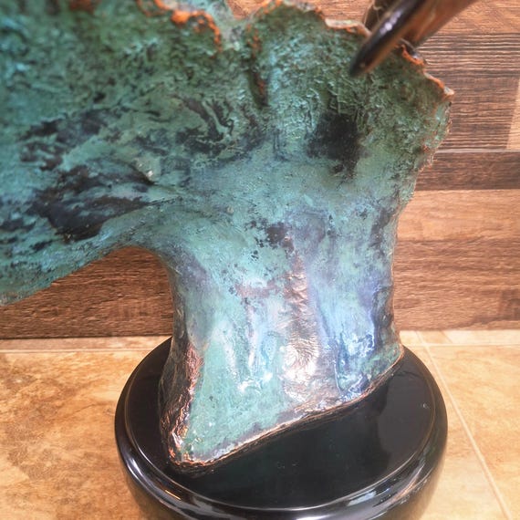 Vintage Bronze Dolphin Joy Sculpture by DONJO: Signed, Dated