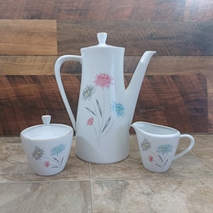Mid Century Modern Coffee Service | Vintage Tea Set | 1950s Carafe Sugar Bowl and Creamer