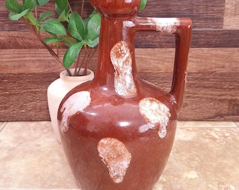 Vintage Leroux Liqueur Stoneware Jug Decanter Brown Glaze Rustic Barware No Stopper