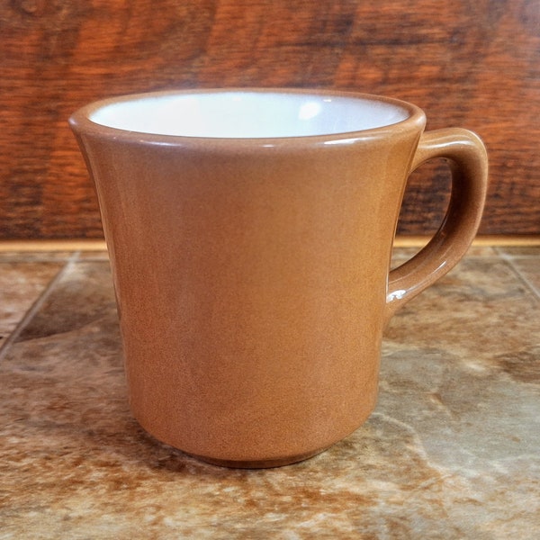 Vintage Taylor Smith Taylor Chateau Buffet Coffee Cup | 1950s MCM Stoneware Brown Mug with White Interior