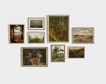Rustikale Hirsch & Berg Galerie Wand Kunst Set (Digitaler Download)