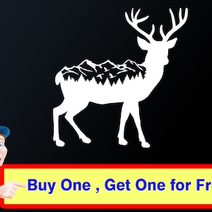 Deer Car Decal| Deer Decal| Deer Trees Car Sticker | Deer Sticker for Cars | Nature Deer Decal | Nature Decal