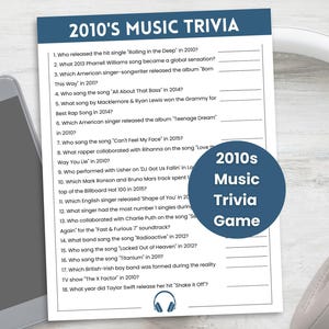 2010s Music Trivia Game, 2010s Party Game, Decades Trivia, Team Building Game, Office Party Game, Trivia Questions, 2000s Nostalgia