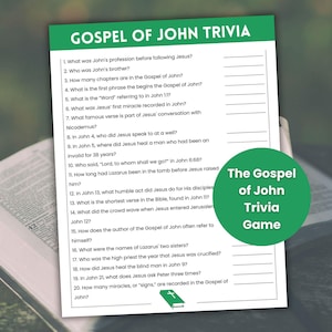 The Gospel of John Bible Trivia Game, Church Games, Womens Ministry Games, Retreat Games, Sunday School Game, Bible Study Game, Bible Quiz