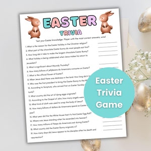 Easter Trivia Game, Easter Games, Seasonal Printable Game, Holiday Trivia, Printable Easter Party Game, Easter Family Games, Spring Trivia