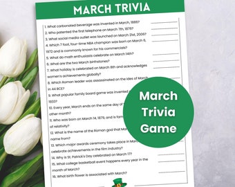 March Trivia Game, March Games, March Activities, Spring Trivia, St Paddys Day Game, St Patricks Activity, Large Group Game, Month Trivia