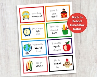 Lunch Box Notes for Kids, Editable Lunch Notes, Lunchbox Notes, Lunchbox Notes Printable, Back to School Ideas