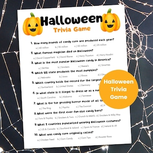 Halloween Trivia Game Printable Halloween Game for Kids and Adults