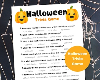 Halloween Trivia Game Printable, Halloween Activity for Kids and Adults, Halloween Party Game, Halloween Quiz