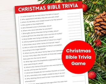 Christian Christmas Bible Trivia, Christmas Trivia Game for Adults and Kids, Sunday School Games, Church Christmas Party Games