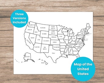 Printable Map of the USA, United States Map, 50 States Map, USA Map Printable, Procreate