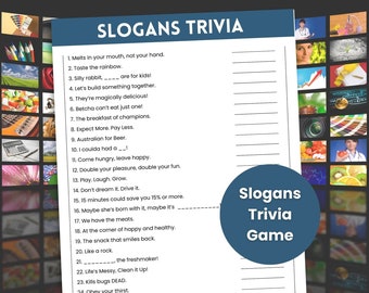 Slogans Trivia Game, TV Commercial Trivia, Trivia Game for Kids and Adults, Trivia Night, Family Game Night, Group Games, Pub Trivia
