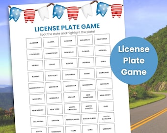 Gioco di targhe stampabile per viaggi su strada, attività di viaggio su strada per bambini e adulti, caccia alle targhe