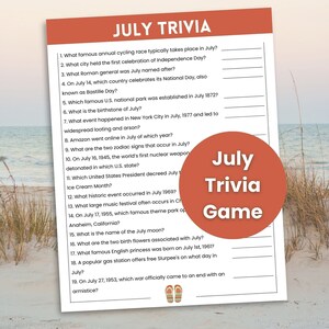 July Trivia Game, Summer Trivia, Trivia Night, Trivia Game for Kids and Adults, Family Game Night, Pub Trivia, Month Trivia, 4th of July