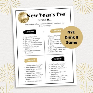 New Years Eve Drink If Game, NYE Games, New Years Eve Party Game ...