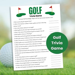 Golf Trivia Game, Golf Printable Game, Sports Trivia, Trivia Questions, Masters Golf Party, Trivia Game for Kids and Adults