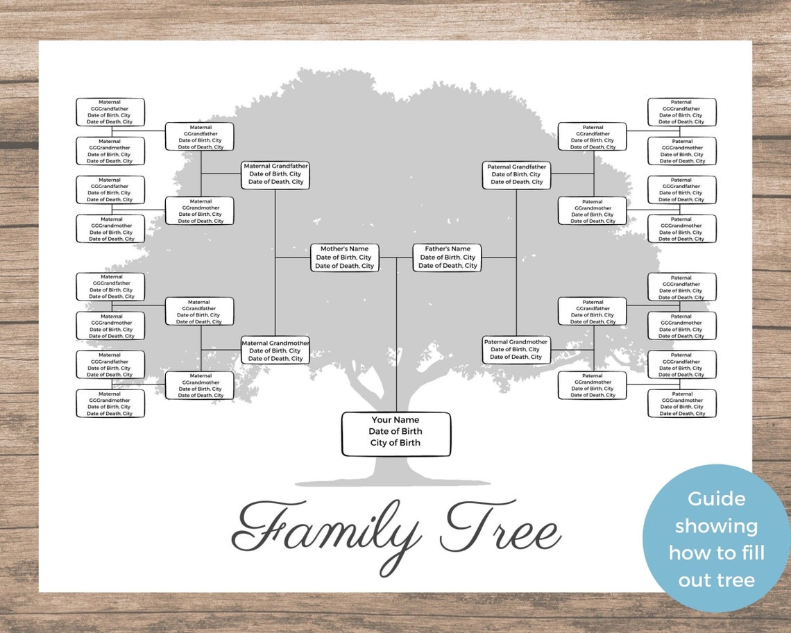 Family Tree Template 5 Generation Great for Family Reunion Etsy Family Tree Template 5 Generation Great for Family Reunion Etsy