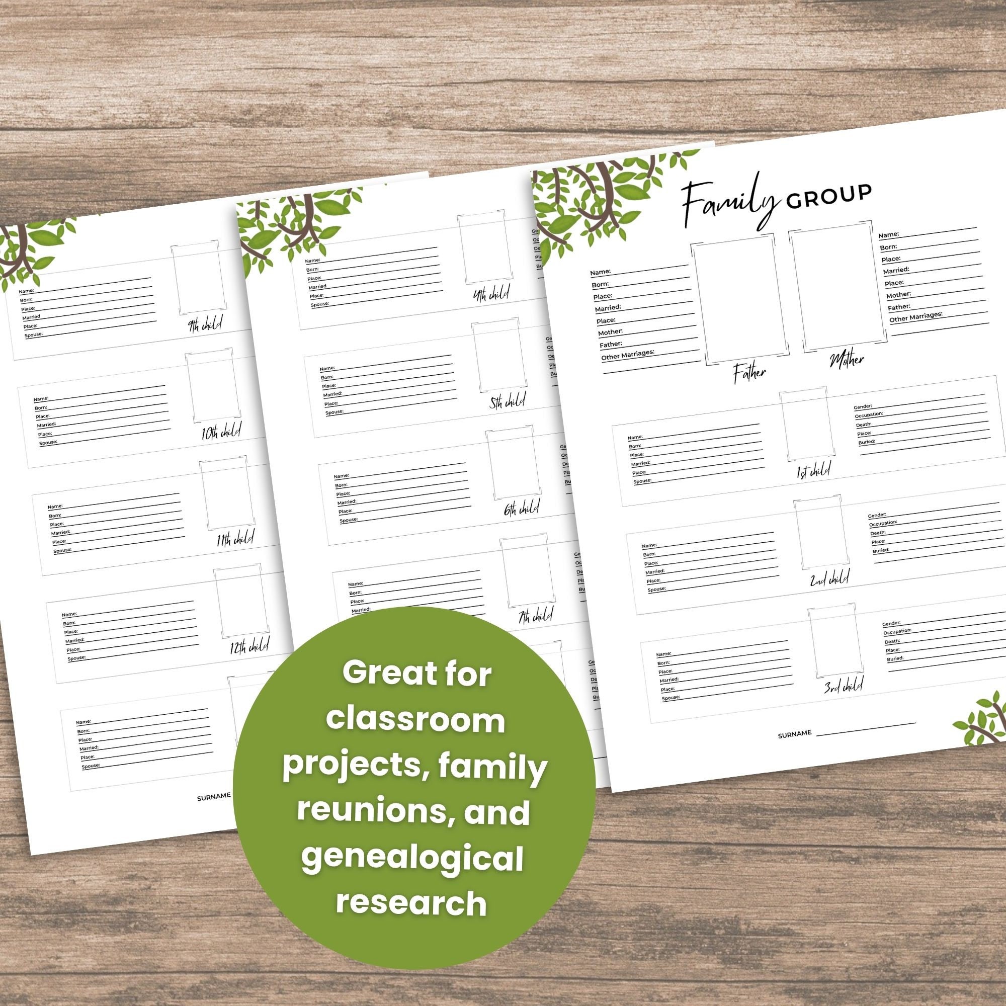 Family Tree Chart Editable Template, Family Tree Template, Family ...