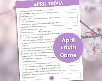 April Trivia Game, Spring Trivia Game, Easter Trivia, April Games, Family Game Night, April Birthday Game, Spring Activity, Spring Party