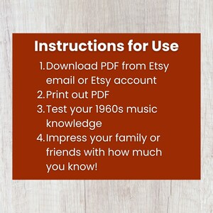 60s Music Trivia Game, 60s Theme Party Game, 60s Trivia, Decades Trivia ...