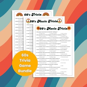 60s Trivia Game Bundle, 60s Music Trivia, 60s Movie Trivia, 60s Party Games, Decades Trivia, Team Building Games, Senior Citizen Games