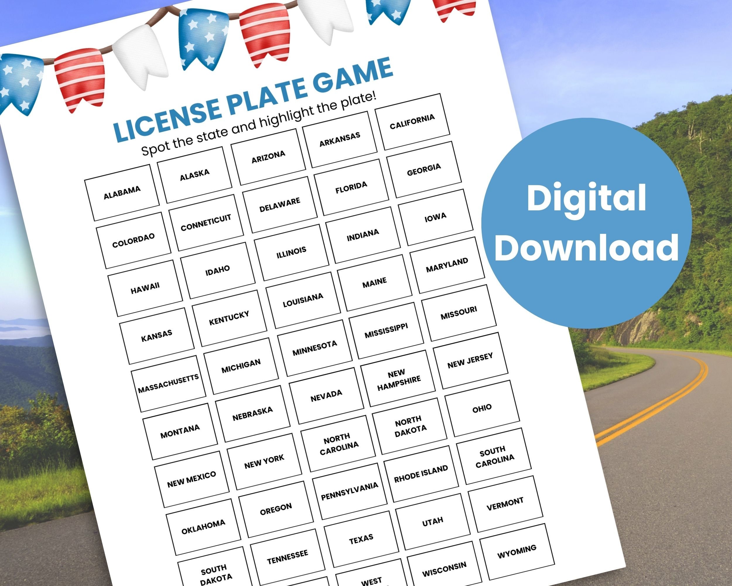 License Plate Game Printable for Road Trips Road Trip Etsy Australia