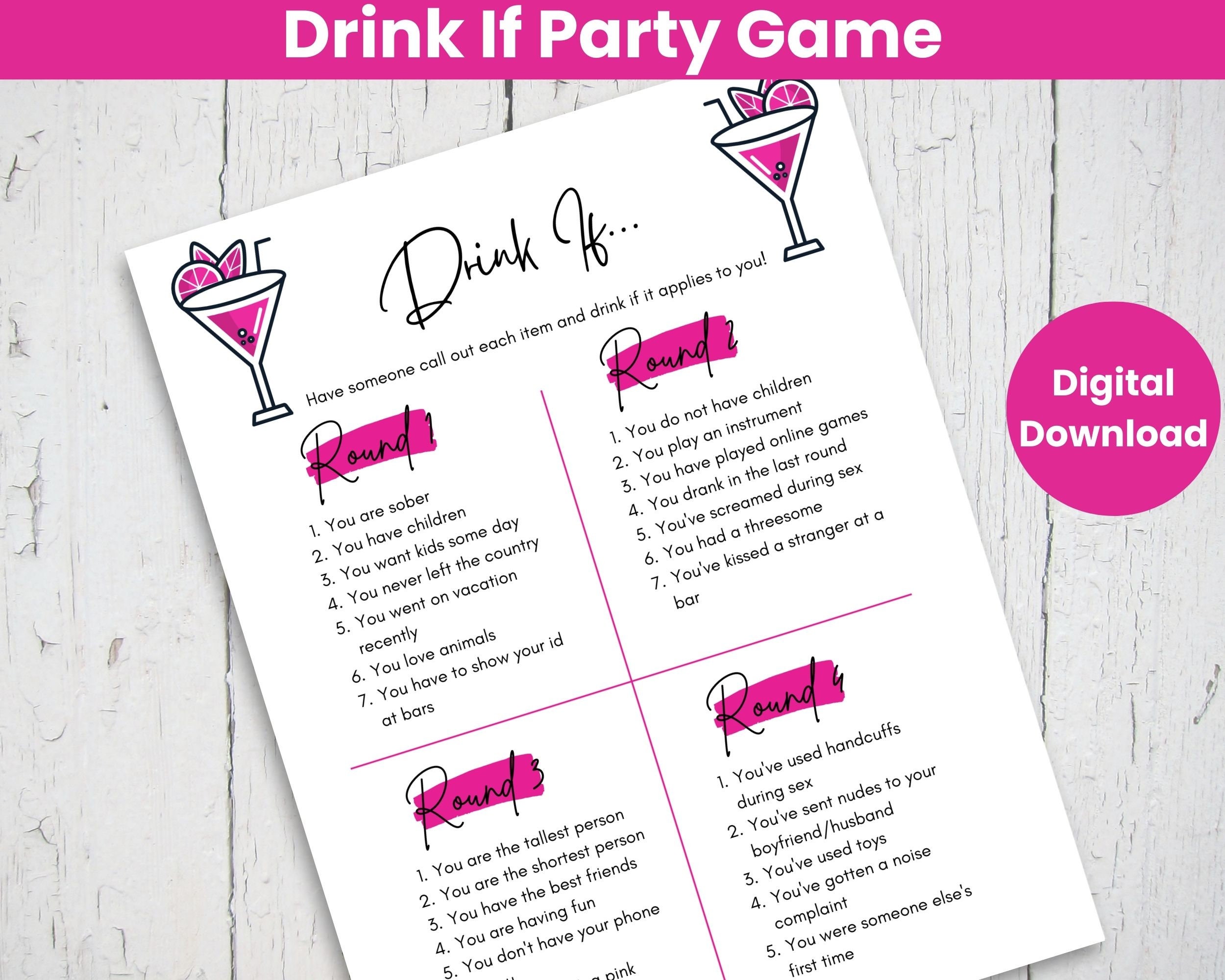 Drinking Game for Adults Printable Drink If Party Game Great pic