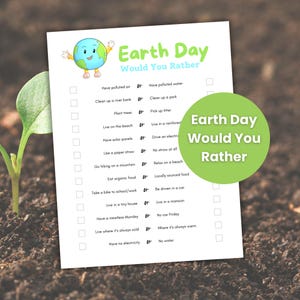 Earth Day Would You Rather Game, Earth Day Kids Activity, Classroom Activity, Earth Day Printable, Preschool Earth Day, Happy Earth Day