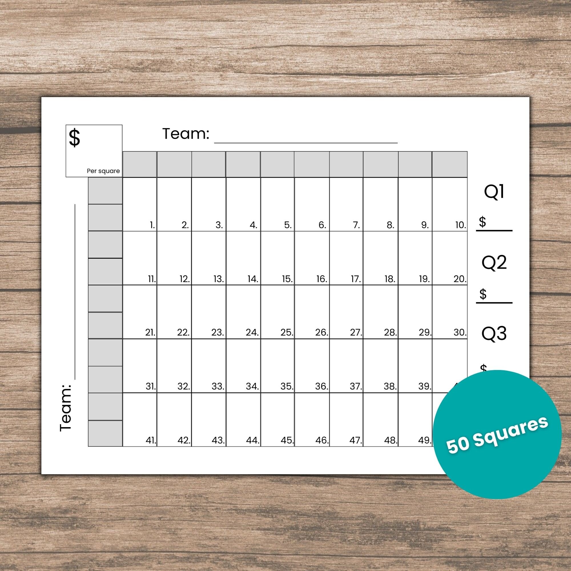 Squares Game Blank Template Bundle Including 100 Squares Grid, 50 ...