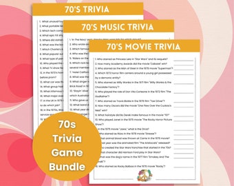 70s Trivia Game Bundle, 70s Music Trivia, 70s Movie Trivia, 70s Party Games, Decades Trivia, 1970s Trivia, Trivia Game Night, Decade Party