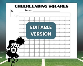 Cheerleading Fundraiser Editable Template, Cheerleading Squares for Fundraising, Fundraiser Template, Cheer Fundraiser