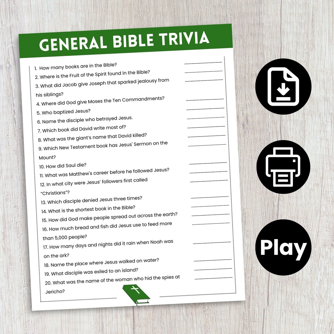 Bible Trivia Game, Bible Game for Adults, Bible Game for Kids, Church ...