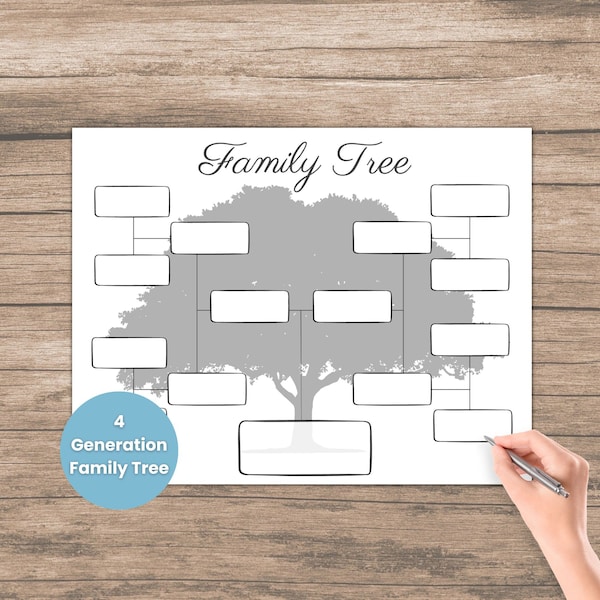 Family Tree Template 4 Generation, Editable Family Tree Template, Great for Family Reunions, Genealogy Chart, Family History, Pedigree Chart