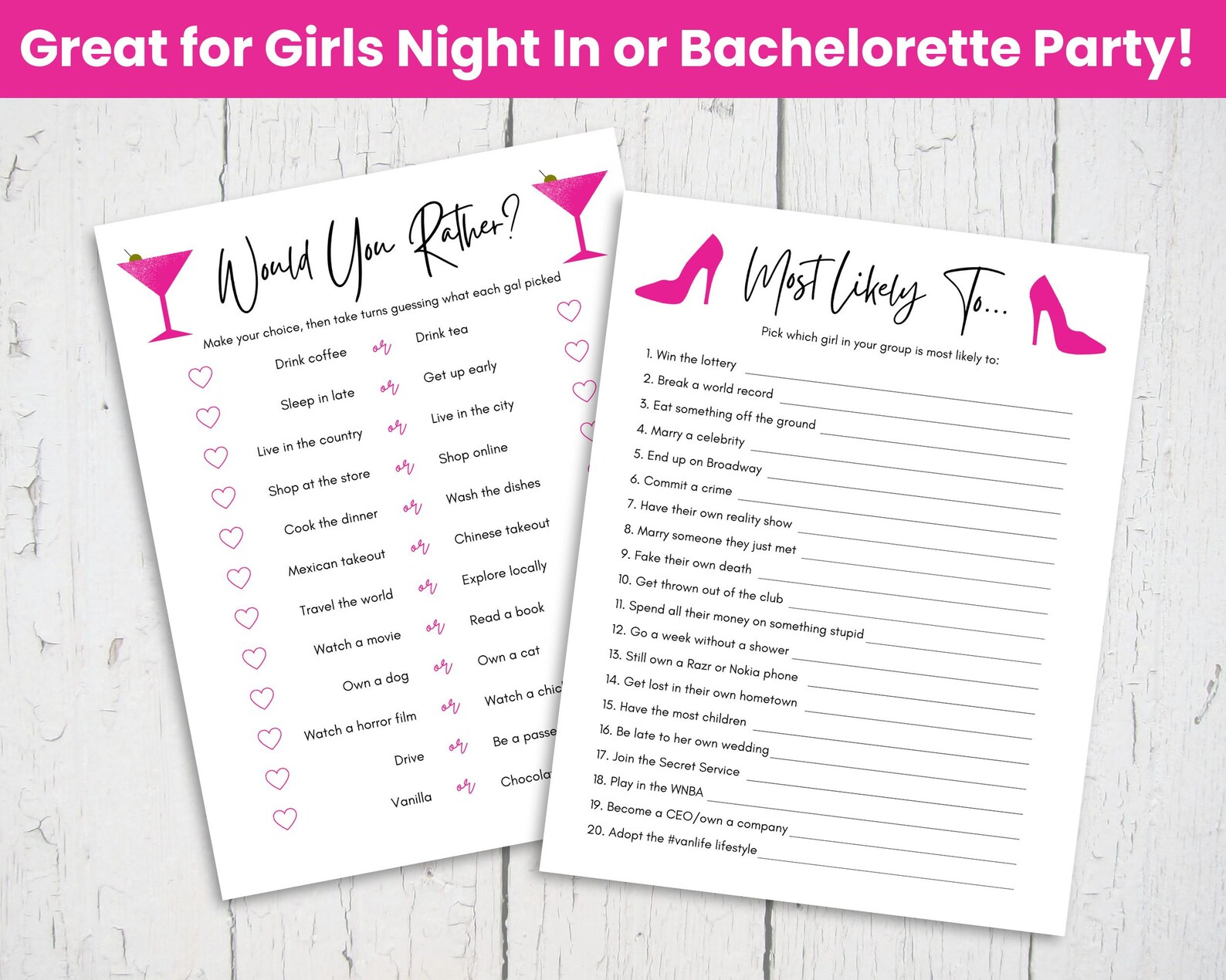 Girls Night Printable Games Good for Ladies Night Girls - Etsy