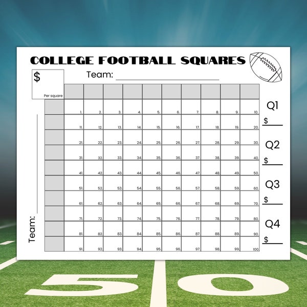 Free Football Squares Printable Etsy