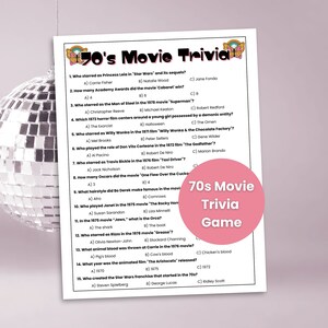 70s Movie Trivia Game, 70s Party Game, 1970s Trivia, Decades Trivia, High School Reunion Party Game, Birthday Trivia, Throwback Party Game