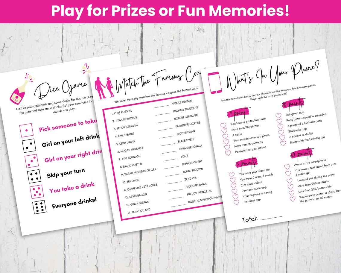 Girls Night Printable Games Good for Ladies Night Girls - Etsy