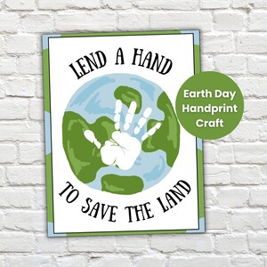 Earth Day Handprint Craft, Earth Day Handprint Art for Kids, Printable Earth Day Activity, Preschool Handprint Art, Earth Day Craft