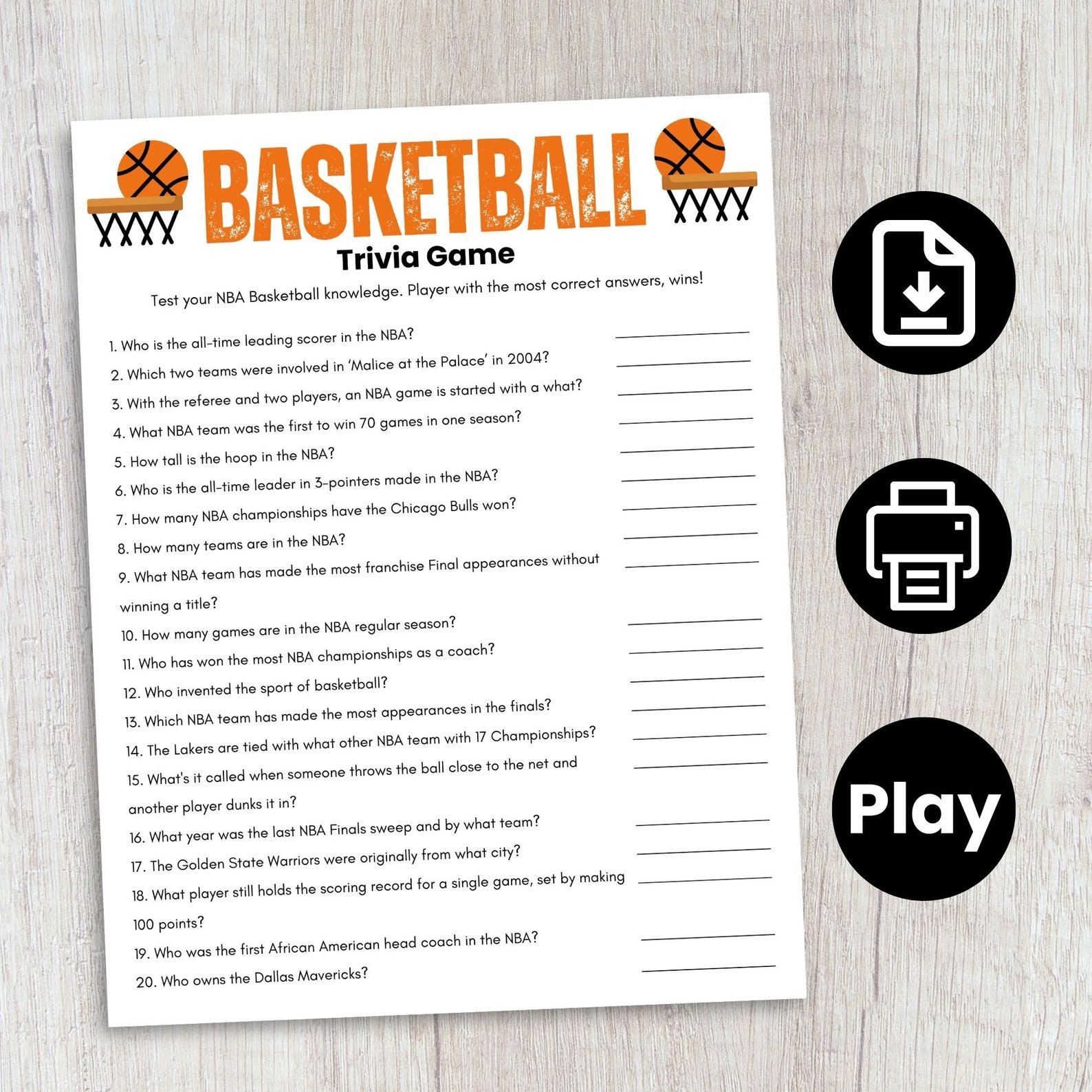 Basketball Trivia Game, Basketball Printable Game, Sports Trivia ...