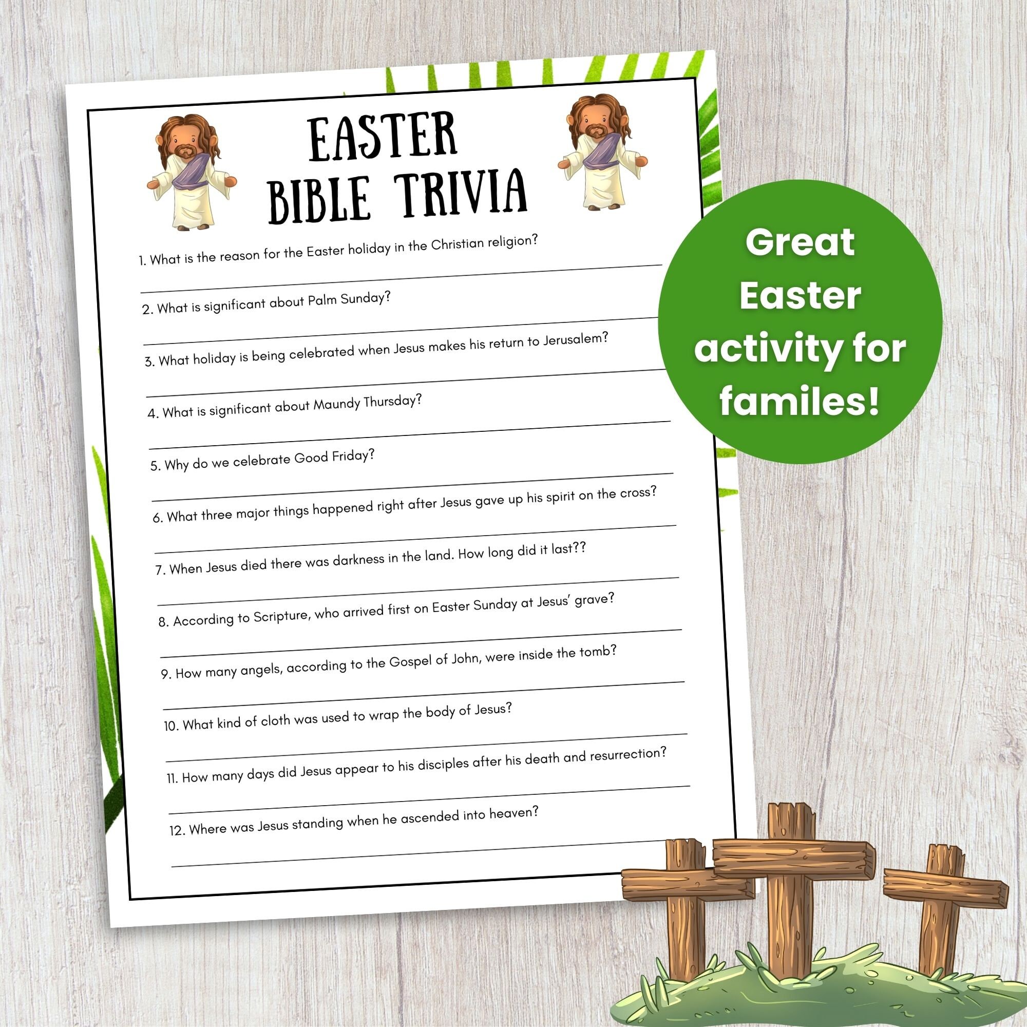 Easter Bible Trivia Game Printable, Christian Easter Games, Sunday