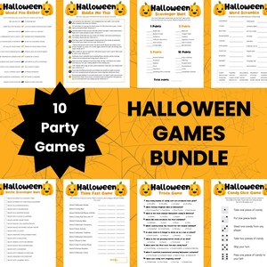Pacote de jogos para festa de Halloween, jogos infantis de Halloween, jogos de sala de aula de Halloween, curiosidades de Halloween, pense rápido, enigmas, caça-palavras